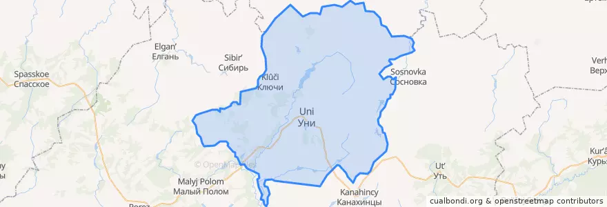 Mapa de ubicacion de Унинское городское поселение.