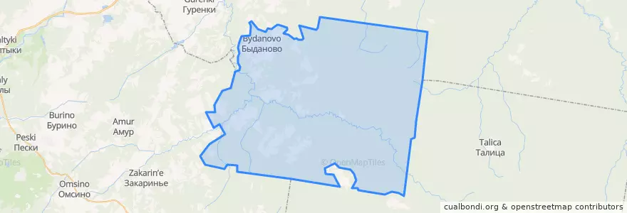 Mapa de ubicacion de Быдановское сельское поселение.