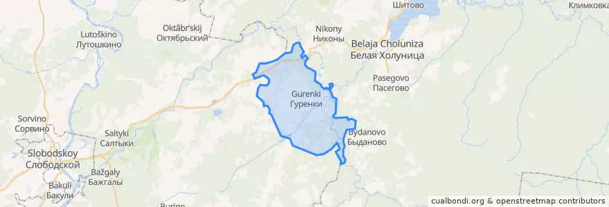 Mapa de ubicacion de Гуренское сельское поселение.