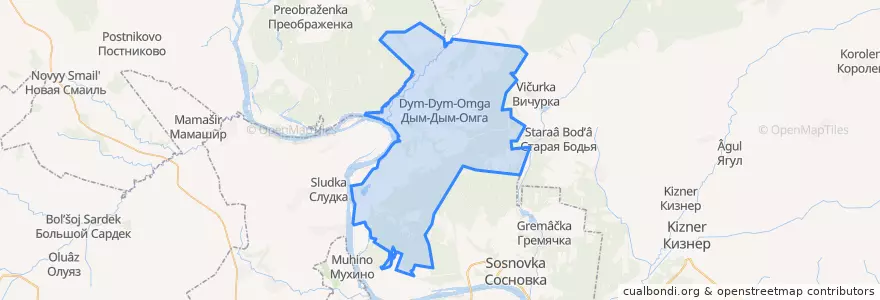 Mapa de ubicacion de Омгинское сельское поселение.