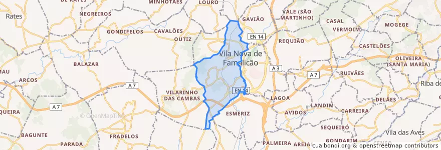 Mapa de ubicacion de Vila Nova de Famalicão e Calendário.