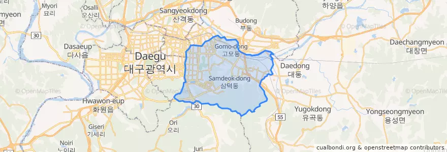 Mapa de ubicacion de 수성구.