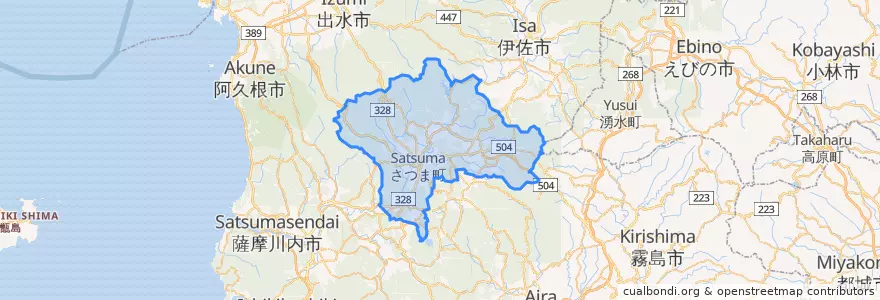 Mapa de ubicacion de さつま町.