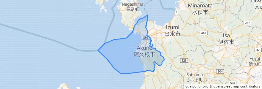 Mapa de ubicacion de 阿久根市.