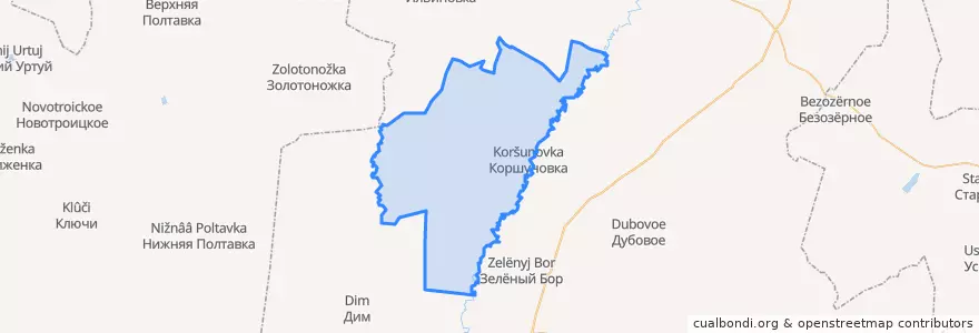 Mapa de ubicacion de Коршуновский сельсовет.