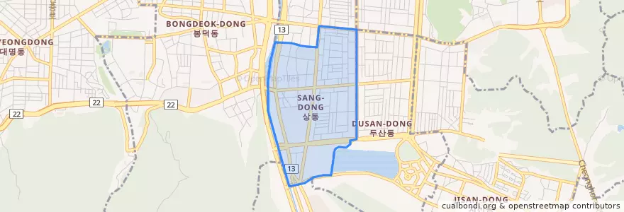 Mapa de ubicacion de 상동.