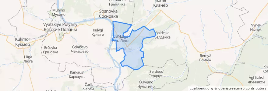 Mapa de ubicacion de Усть-Люгинское сельское поселение.