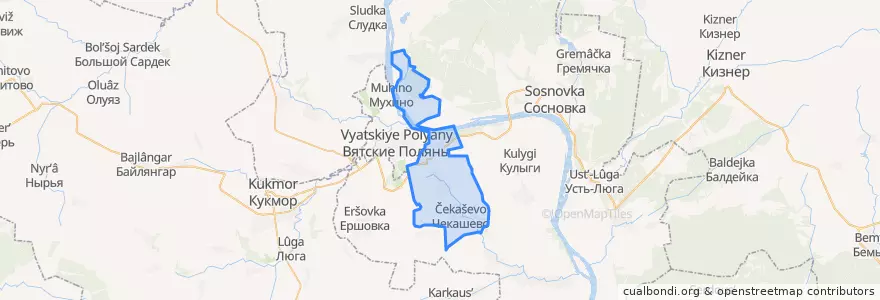 Mapa de ubicacion de Чекашевское сельское поселение.
