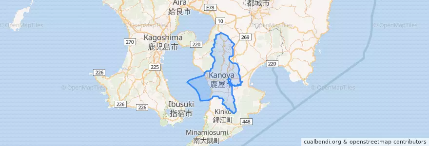 Mapa de ubicacion de Kanoya.
