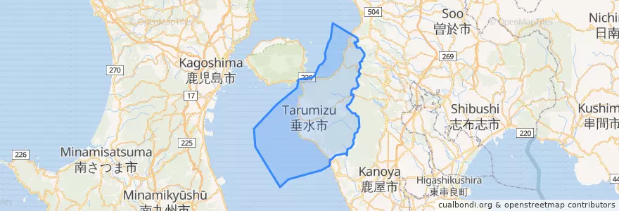 Mapa de ubicacion de 垂水市.