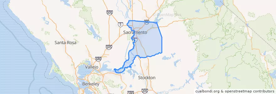 Mapa de ubicacion de Sacramento County.
