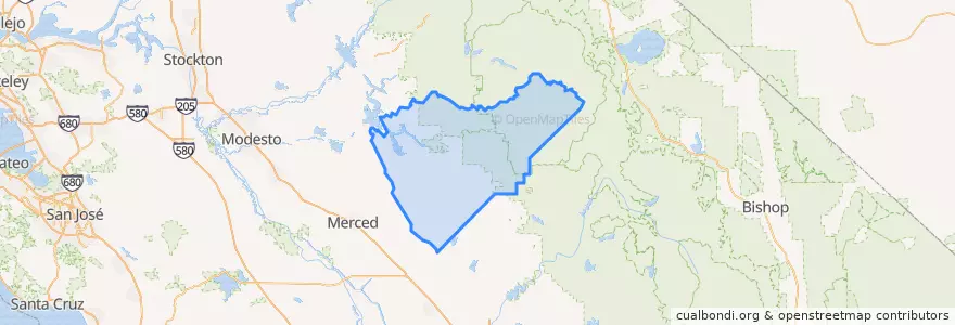 Mapa de ubicacion de Mariposa County.