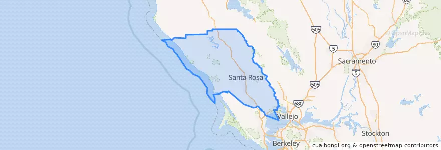 Mapa de ubicacion de Sonoma County.
