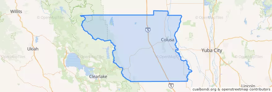 Mapa de ubicacion de Colusa County.