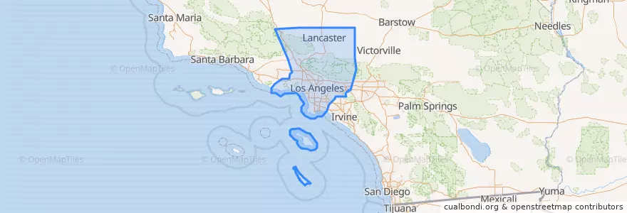 Mapa de ubicacion de Los Angeles County.