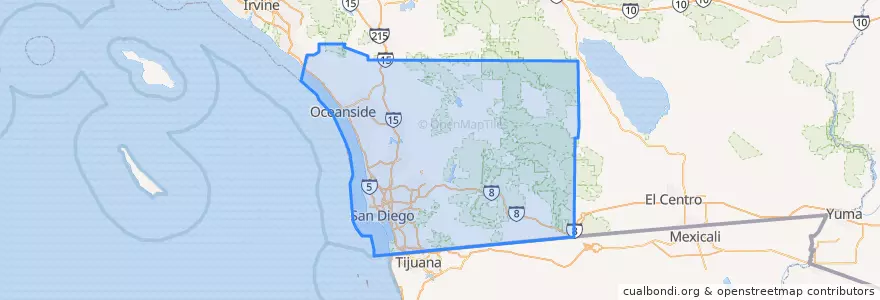 Mapa de ubicacion de مقاطعة سان دييغو.