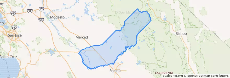 Mapa de ubicacion de Madera County.