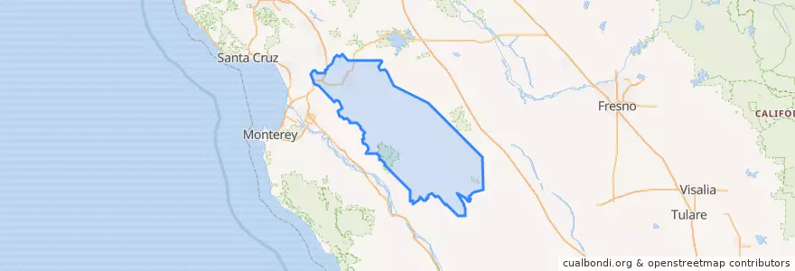 Mapa de ubicacion de San Benito County.