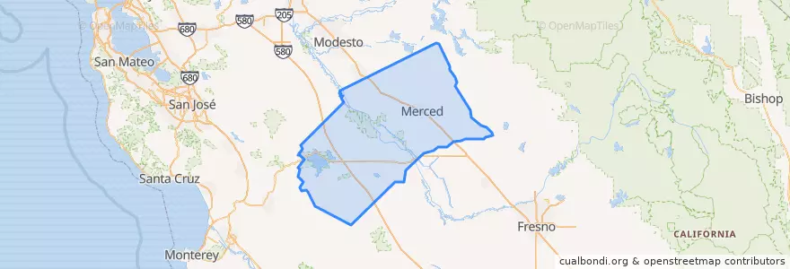 Mapa de ubicacion de Merced County.