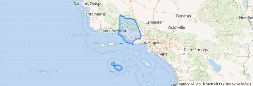 Mapa de ubicacion de Ventura County.