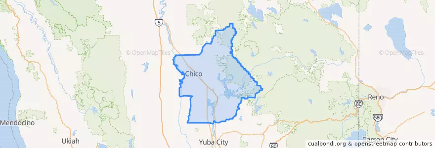 Mapa de ubicacion de Butte County.
