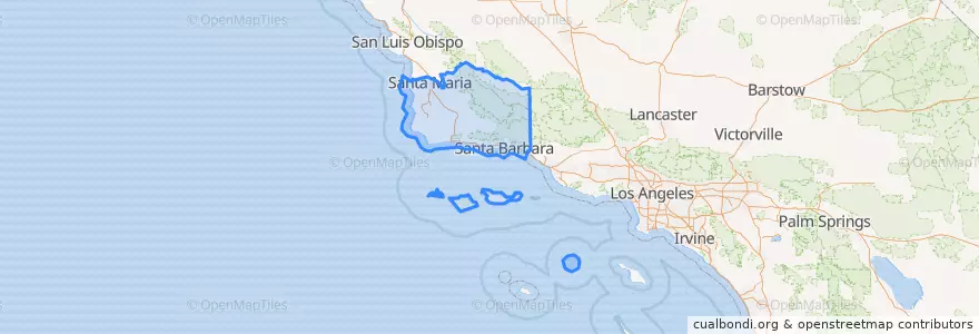 Mapa de ubicacion de Santa Barbara County.