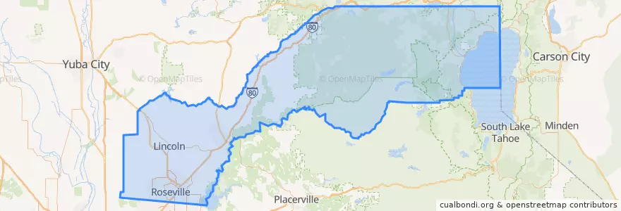 Mapa de ubicacion de Placer County.