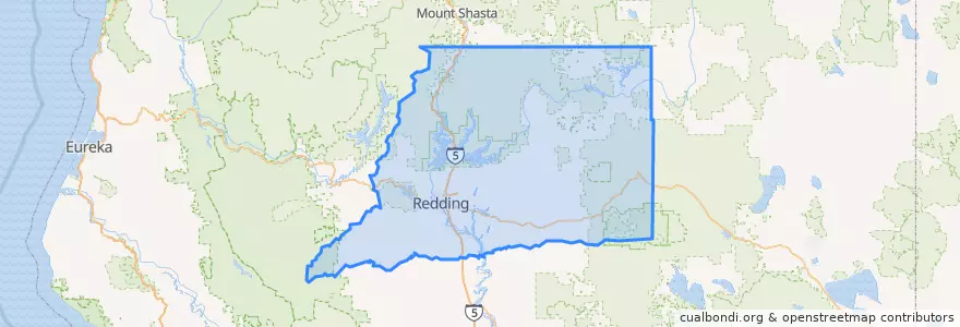 Mapa de ubicacion de Shasta County.