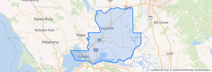 Mapa de ubicacion de Solano County.