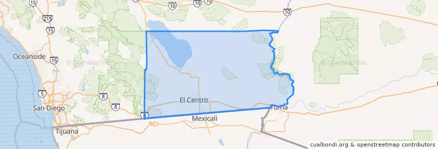 Mapa de ubicacion de Imperial County.