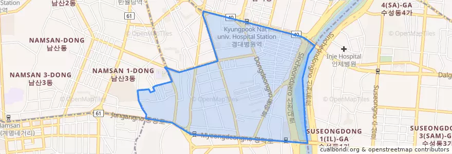 Mapa de ubicacion de 대봉동.