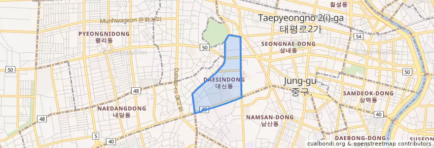 Mapa de ubicacion de 대신동.