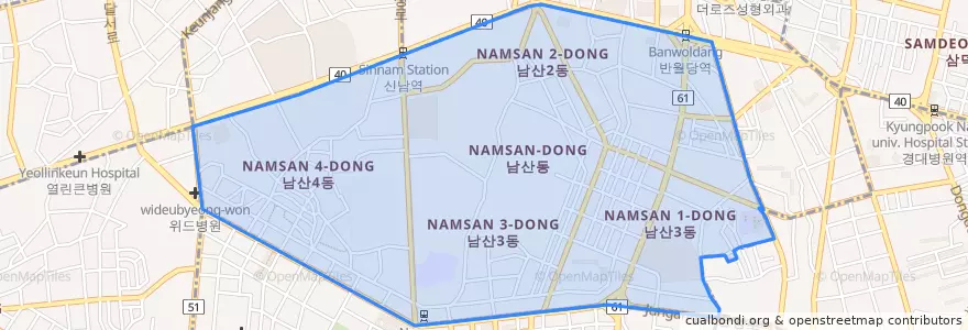 Mapa de ubicacion de 남산동.