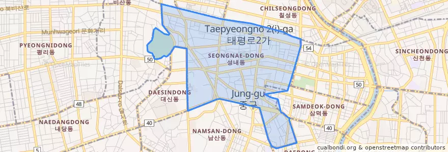 Mapa de ubicacion de 성내동.