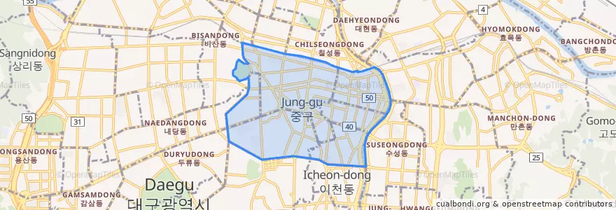 Mapa de ubicacion de 중구.