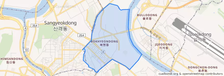 Mapa de ubicacion de 복현동.