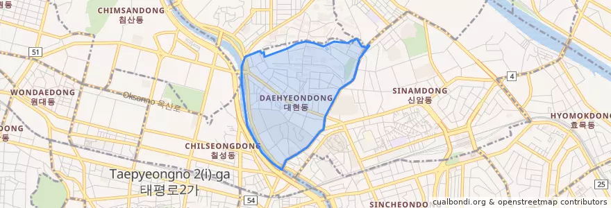 Mapa de ubicacion de 대현동.