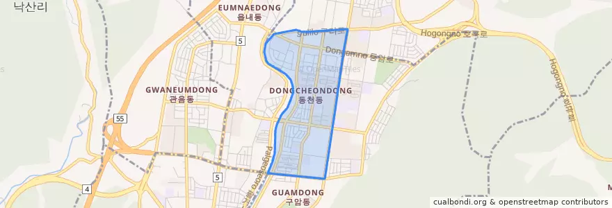 Mapa de ubicacion de 동천동.