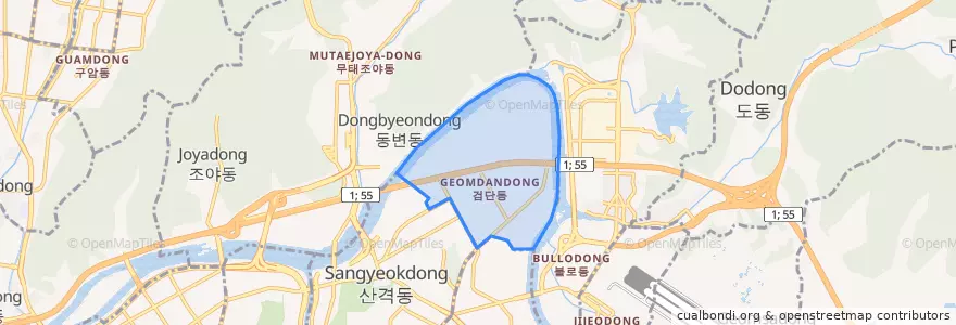 Mapa de ubicacion de 검단동.