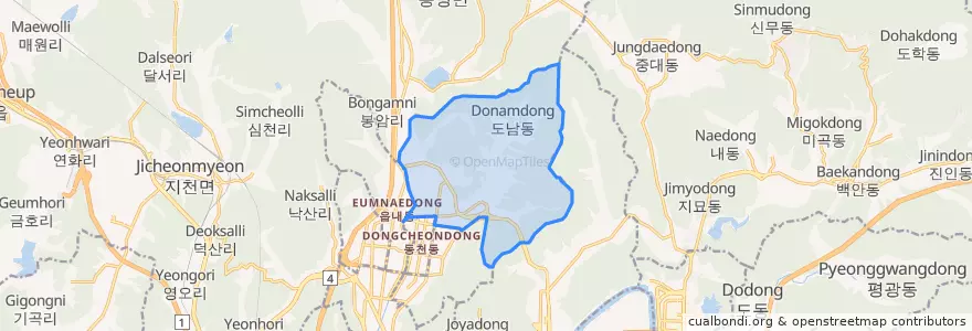 Mapa de ubicacion de 국우동.