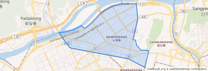 Mapa de ubicacion de Nowon-dong.