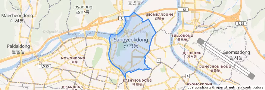 Mapa de ubicacion de Sangyeok-dong.