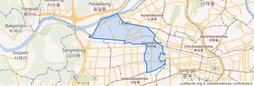 Mapa de ubicacion de 비산동.