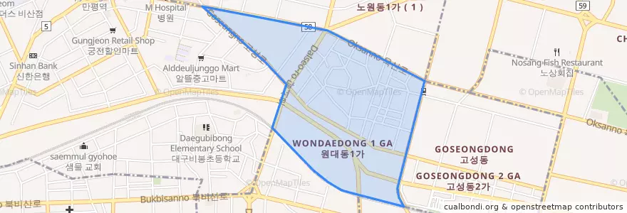 Mapa de ubicacion de 원대동.