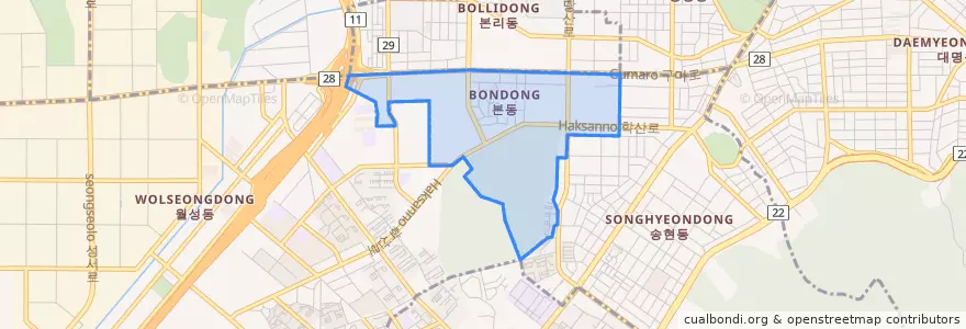 Mapa de ubicacion de Bon-dong.