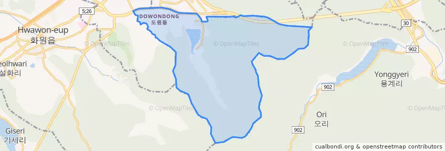 Mapa de ubicacion de 도원동.