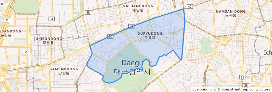 Mapa de ubicacion de 두류동.