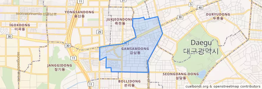 Mapa de ubicacion de 감삼동.