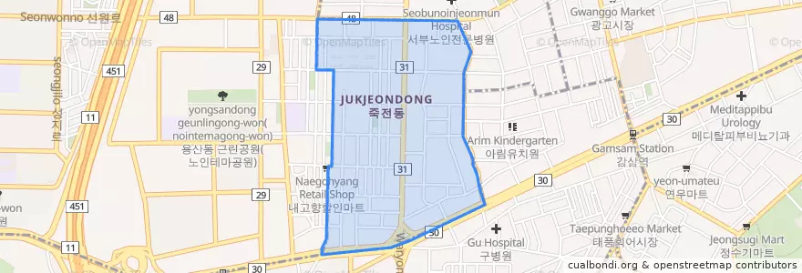 Mapa de ubicacion de 죽전동.