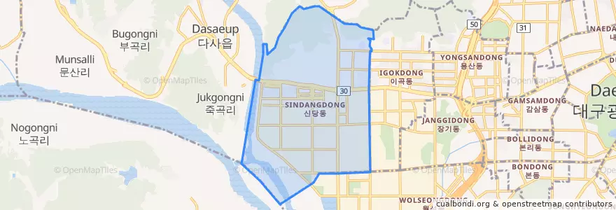 Mapa de ubicacion de 신당동.